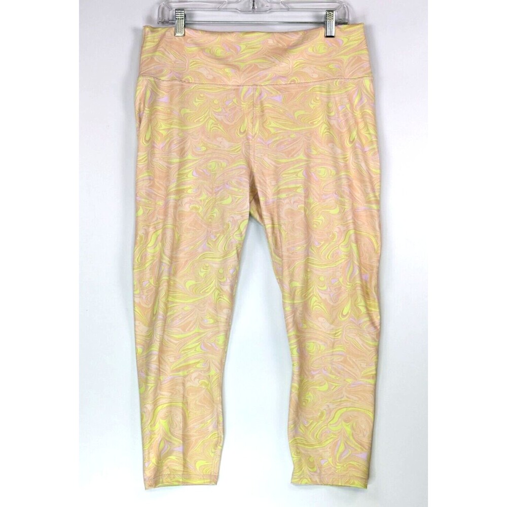 Fabletics Define PowerHold Capri Leggings High Waisted Yellow Pink Marble Large - Picture 4 of 9